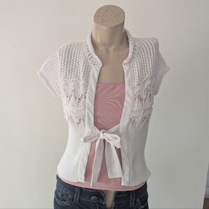 Tristan & Iseut Y2k White crochet Cardigan